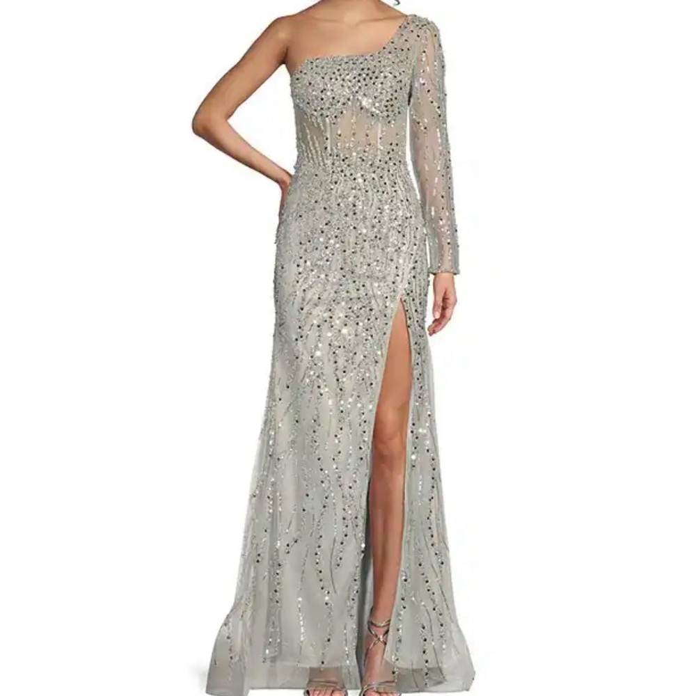 New Prom Dress GB One Shoulder Sequin Jewel Corset Gown